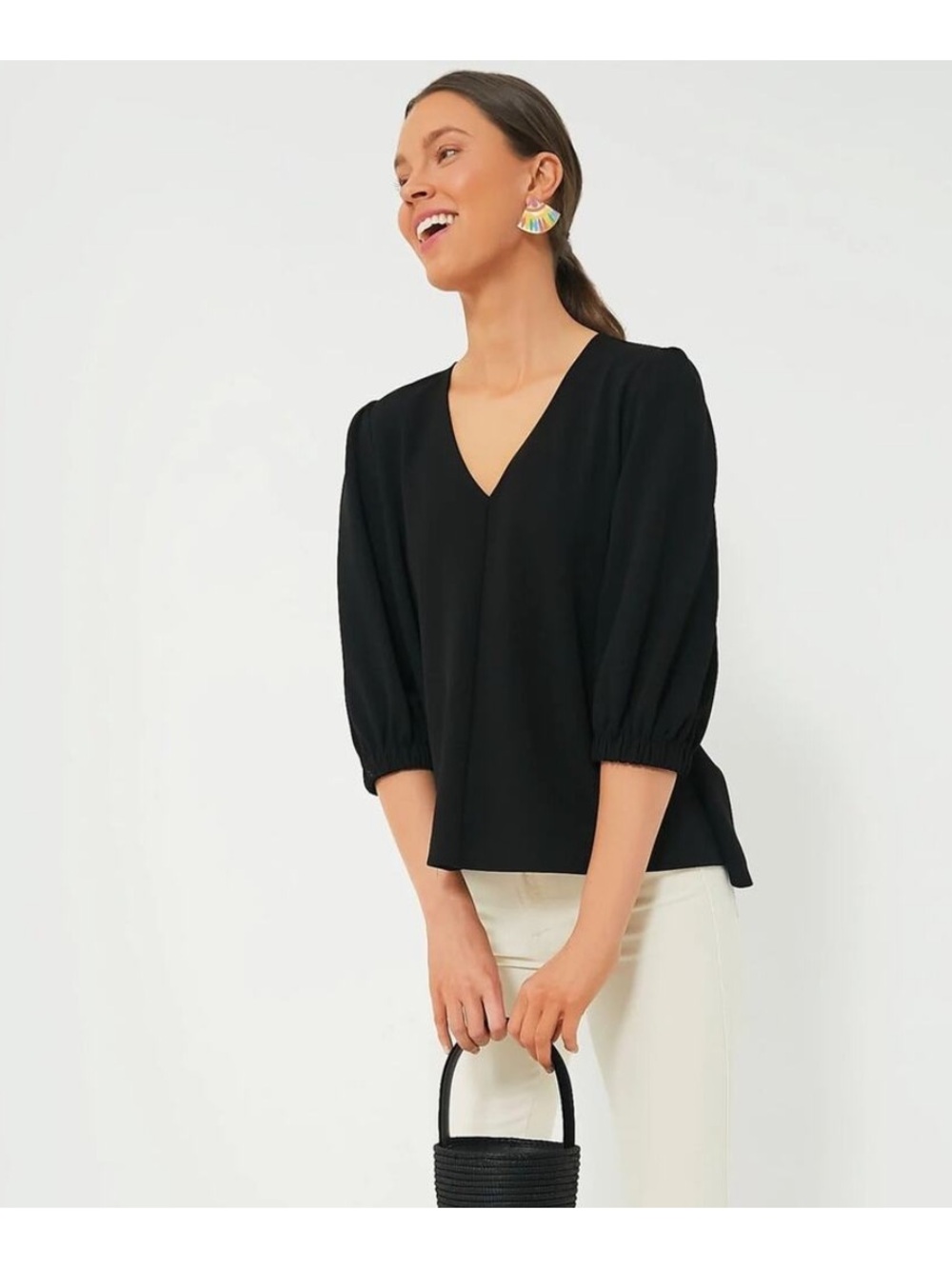 TUCKERNUCK x POMANDER PLACE Hollis Top Blouse Black Sz L